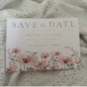 Blush & Dusty Pink Wildflowers Waterverf bruiloft Save The Date