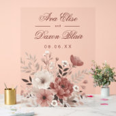 Blush & Dusty Roos Bloemen Bruiloft Acryl Bord (Huwelijk)