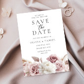 Blush & Dusty Roos Bloemen Bruiloft Save The Date
