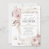 Blush Dusty Roos Bloemen Vrijgezellenfeest Kaart (Voorkant)