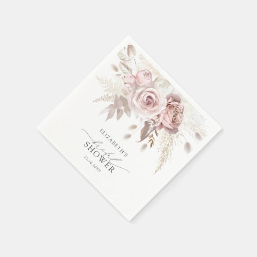 Blush Dusty Roos Bloemen Vrijgezellenfeest Servet (Hoek)