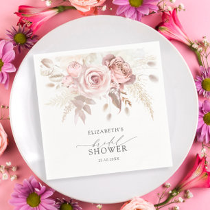 Blush Dusty Roos Bloemen Vrijgezellenfeest Servet