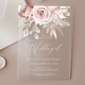 Blush Dusty Roos Boho Trending Alle Seizoenen Trou Acryl Uitnodigingen