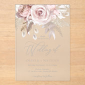 Blush & Dusty Roos Boho Trending Designer Wedding Acryl Uitnodigingen (Voorkant)