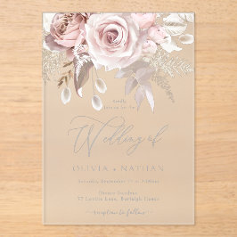 Blush & Dusty Roos Boho Trending Designer Wedding Acryl Uitnodigingen