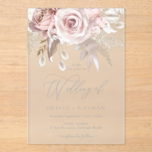 Blush & Dusty Roos Boho Trending Designer Wedding Acryl Uitnodigingen