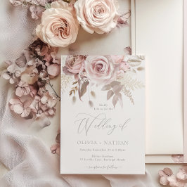 Blush & Dusty Roos Boho Trending Designer Wedding Kaart