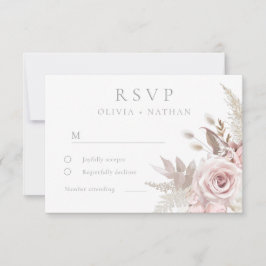Blush & Dusty Roos Boho Trending Designer Wedding RSVP Kaartje