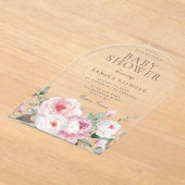 Blush Dusty Roos Botanical Floral Baby shower Acryl Uitnodigingen (Laagn)