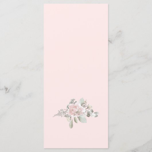 Blush dusty roos floral elegant boho bruiloft menu (Achterkant)