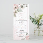 Blush dusty roos floral elegant boho bruiloft menu (Staand voorkant)