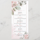 Blush dusty roos floral elegant boho bruiloft menu (Voorkant)