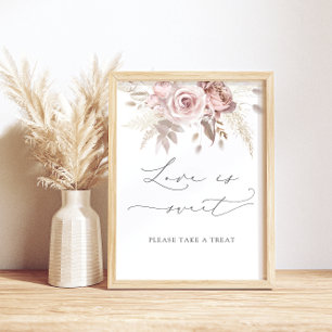 Blush Dusty Roos Floral Love is Sweet Neem een tra Poster