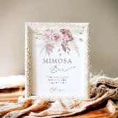 Blush Dusty Roos Floral Mimosa Bar Poster