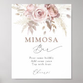 Blush Dusty Roos Floral Mimosa Bar Poster (Voorkant)