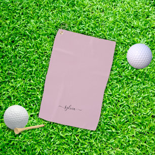 Blush Dusty Roos Roze Modern Girly Monogram Naam Golfhanddoek