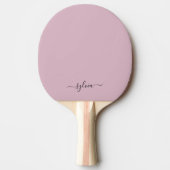 Blush Dusty Roos Roze Modern Girly Monogram Naam Tafeltennisbatje (Voorkant)