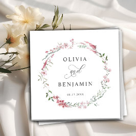 Blush Dusty Roos Roze Wild Meadow Flowers Bruiloft Servet