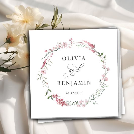 Blush Dusty Roos Roze Wild Meadow Flowers Bruiloft Servet