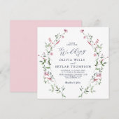 Blush Dusty Roos Wild Flowers Tuin Boho Bruiloft Kaart (Voorkant / Achterkant)