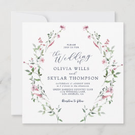 Blush Dusty Roos Wild Flowers Tuin Boho Bruiloft Kaart