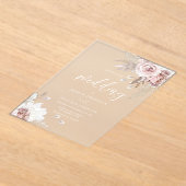 Blush & Dusty Rose Floral Wedding Frosted Acryl Uitnodigingen (Laagn)