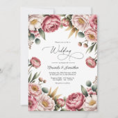 Blush, Dusty Rose & Gold Floral Wedding QR Code Kaart (Voorkant)