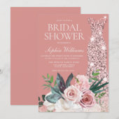 Blush & Dusty Rose Gouden Jurk Brida Shower Kaart (Voorkant / Achterkant)