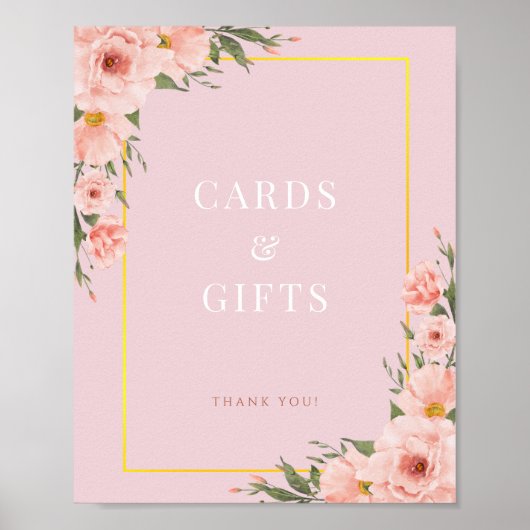 Blush Dusty Roze Kaarten Gifts Douche Sign Poster (Voorkant)