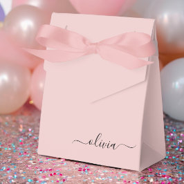 Blush Dusty Roze Meisjesachtig Script Monogram Naa Bedankdoosjes