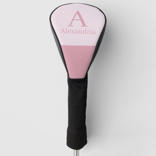 Blush Dusty Roze Monogram Eerste Letter Naam Golfheadcover (Voorkant)