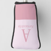 Blush Dusty Roze Monogram Eerste Letter Naam Golfheadcover (Draai 90)