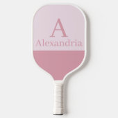 Blush Dusty Roze Monogram Eerste Letter Naam Minim Pickleball Paddle (Achterkant)