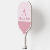 Blush Dusty Roze Monogram Eerste Letter Naam Minim Pickleball Paddle (Links)