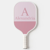 Blush Dusty Roze Monogram Eerste Letter Naam Minim Pickleball Paddle (Voorkant)