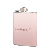 Blush Dusty Roze Ombre Elegante Handtekening Heupfles (Links)