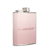 Blush Dusty Roze Ombre Elegante Handtekening Heupfles (Rechts)