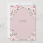 Blush Dusty Roze Witte Bloemen Zilver Quinceañera Kaart (Achterkant)
