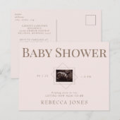 Blush Echografie Komt Binnenkort Baby shower Goude Briefkaart (Voorkant / Achterkant)