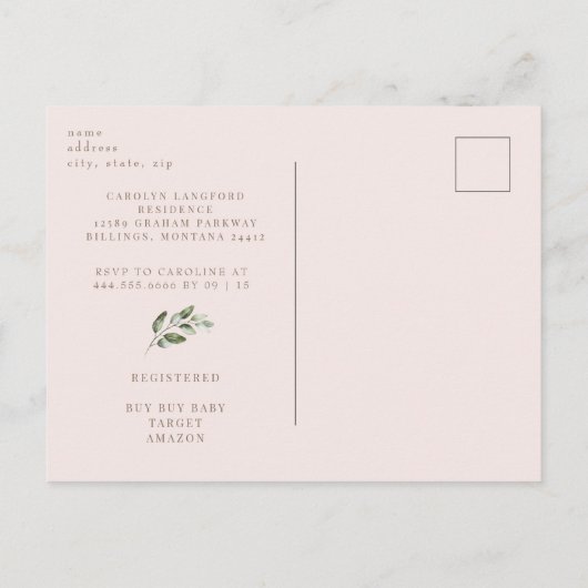 Blush Echografie Komt Binnenkort Baby shower Goude Briefkaart (Achterkant)