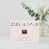 Blush Echografie Komt Binnenkort Baby shower Goude Briefkaart (Staand voorkant)