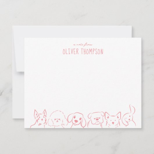 Blush Een notitie van Schattigee Dog Animal Sketch Notitiekaartje (Voorkant)