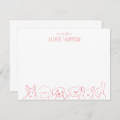 Blush Een notitie van Schattigee Dog Animal Sketch Notitiekaartje (Voorkant / Achterkant)