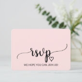 Blush Eenvoudige Calligrafie Liedverzoek RSVP Kaar (Staand voorkant)