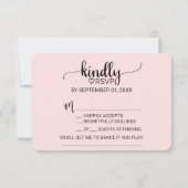Blush Eenvoudige Calligrafie Liedverzoek RSVP Kaar (Achterkant)