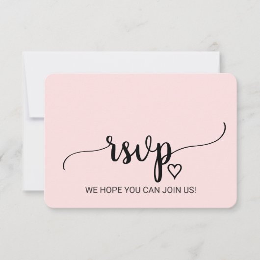 Blush Eenvoudige Calligrafie Liedverzoek RSVP Kaar (Voorkant)