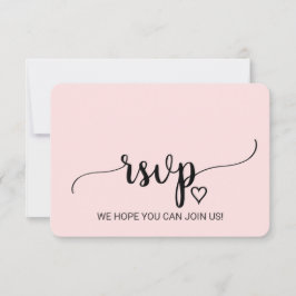 Blush Eenvoudige Calligrafie Liedverzoek RSVP Kaar