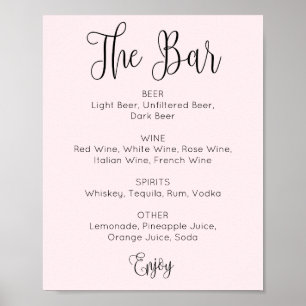 Blush eenvoudige scripttrouwbalk. Alcoholdrinken Poster