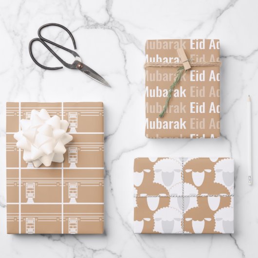 Blush Eid Adha Mubarak Kaaba Schaap Inpakpapier Vel (Voorkant)