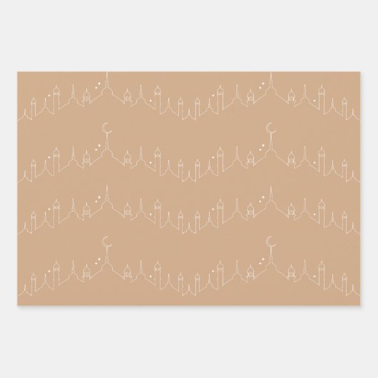 Blush Eid Calligrafie Masjid Patroon Ontwerp Inpakpapier Vel (Voorkant 3)